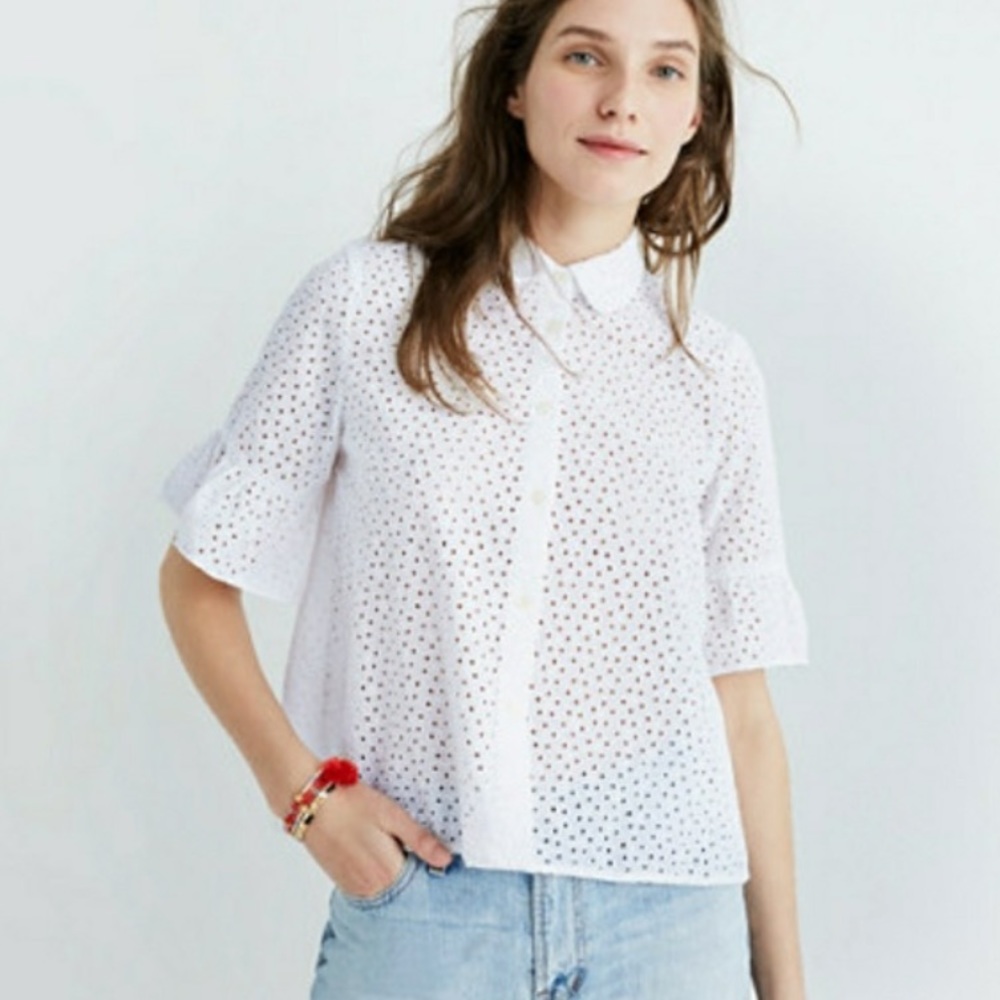Madewell Eyelet Bell Sleeve Top